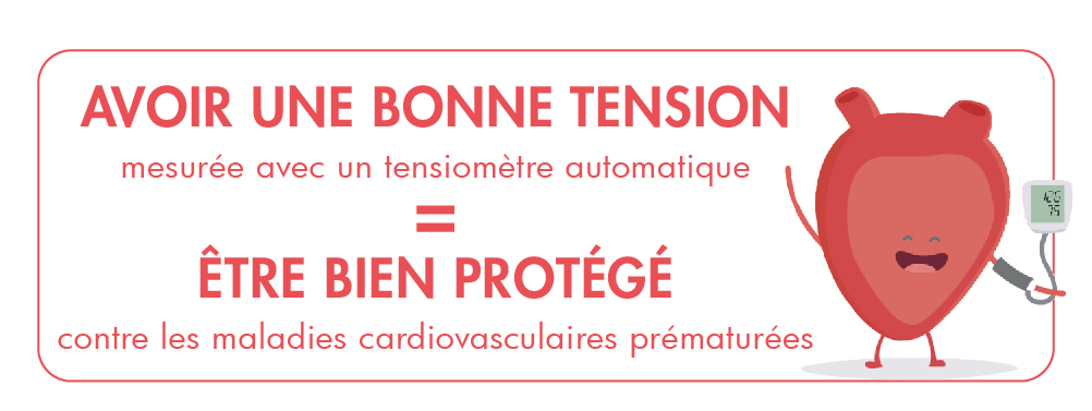 Avoir une bonne tension (mesurée avec un tensiomètre automatique) = Être bien protégé (contre les maladies cardiovasculaires)